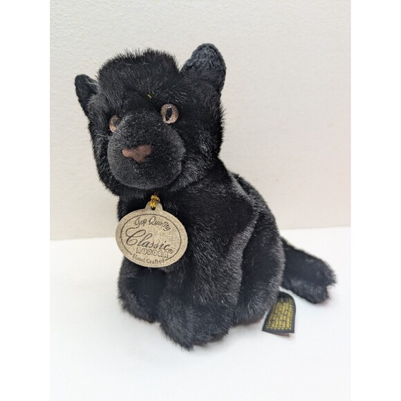 🍁 3/$20 Aurora Classics Black Panther 6" Plush Stuffed Animal Big Cat Sitting - Picture 1 of 6